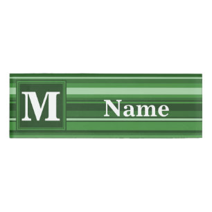 Monogramm grüne Streifen Namenschild