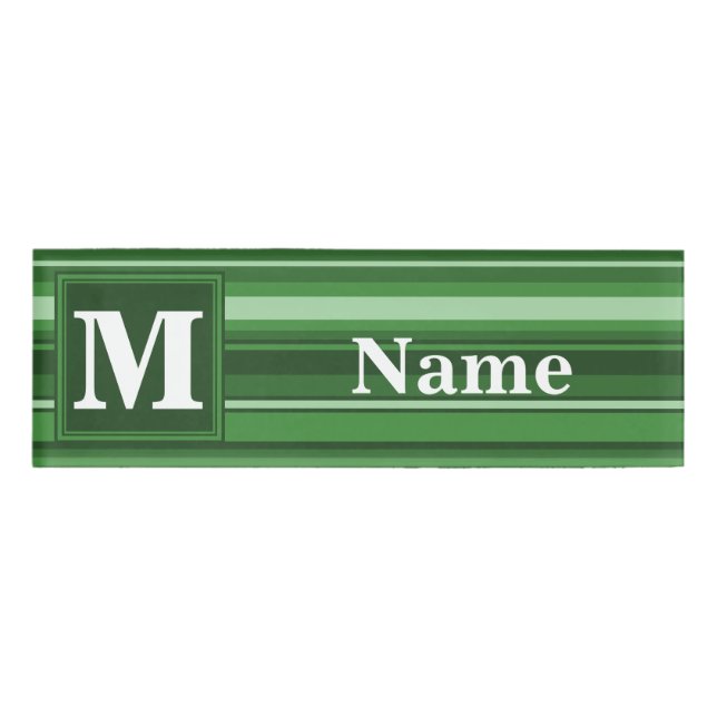 Monogramm grüne Streifen Namenschild (Vorderseite)