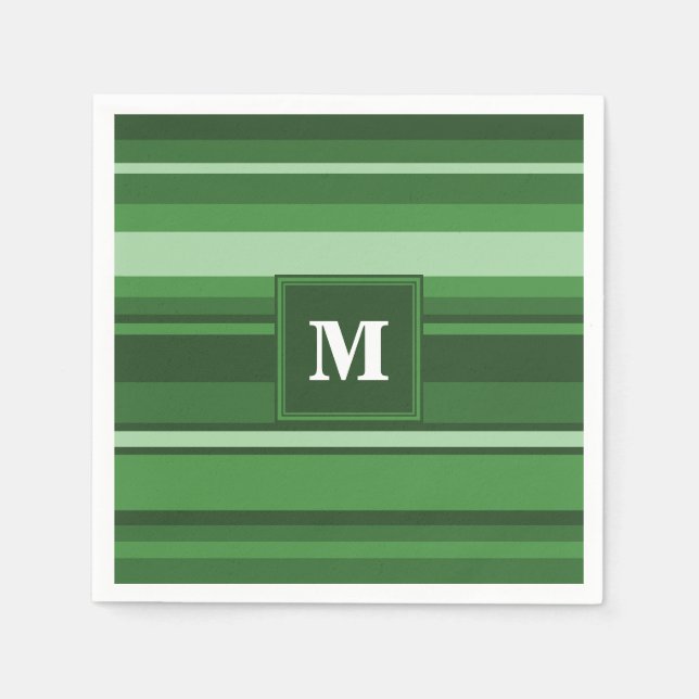 Monogramm grüne Streifen Serviette (Vorderseite)