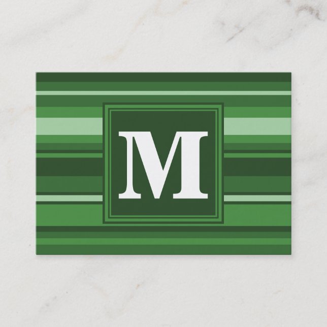 Monogramm grüne Streifen Visitenkarte (Vorderseite)