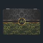 Monogramm grüner Leopard und schwarzer Damast iPad Mini Hülle<br><div class="desc">iPad Cover - ⭐ Dieses Produkt ist zu 100% anpassbar. *****Klicken Sie auf KURZE SCHALTFLÄCHE, um den Text hinzuzufügen, zu löschen, zu verschieben, zu verändern, umzudrehen, zu drehen, etc... alle Grafiken oder Texte oder benutzen Sie die Füllfelder. ⭐ 99% meiner Designs in meinem Geschäft sind in Schichten gemacht. Dadurch können...</div>