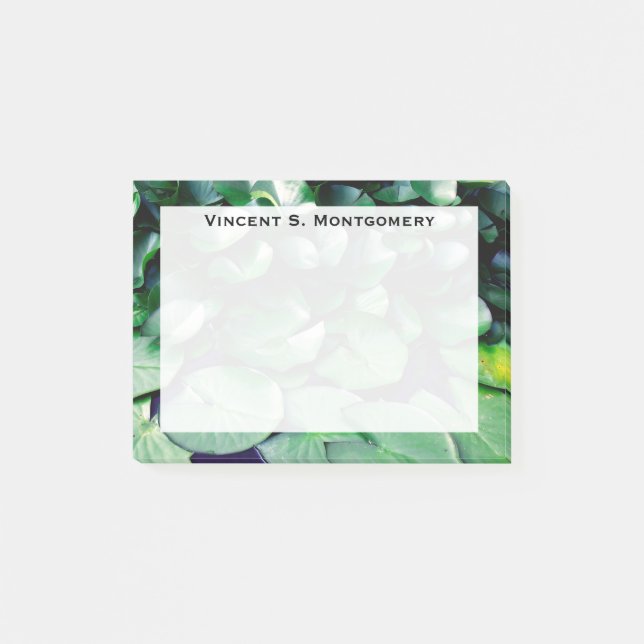 Monogramm Grüner Seerosenteich Post-it Klebezettel (Vorderseite)