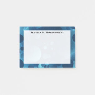Monogramm Grunge Blau Geometrische Kreise Post-it Klebezettel