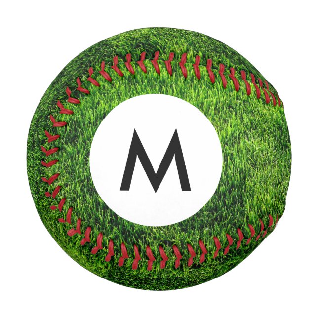 Monogramm Grüngrastextur aus einem Fußballfeld Baseball (Vorderseite Links)