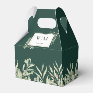 Monogramm Grünzeug Blätterwerk Smaragdgrüne Hochze Geschenkschachtel