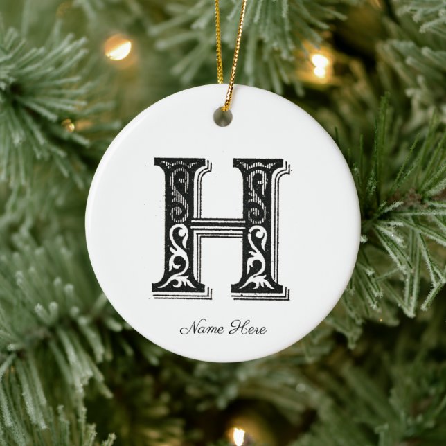 Monogramm H, Buchstabe H, Alphabet H, Initial H Keramik Ornament (Baum)