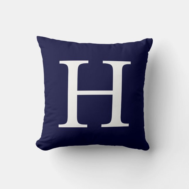 Monogramm H für Navy Blau Kissen (Vorderseite)