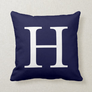 Monogramm H für Navy Blau Kissen