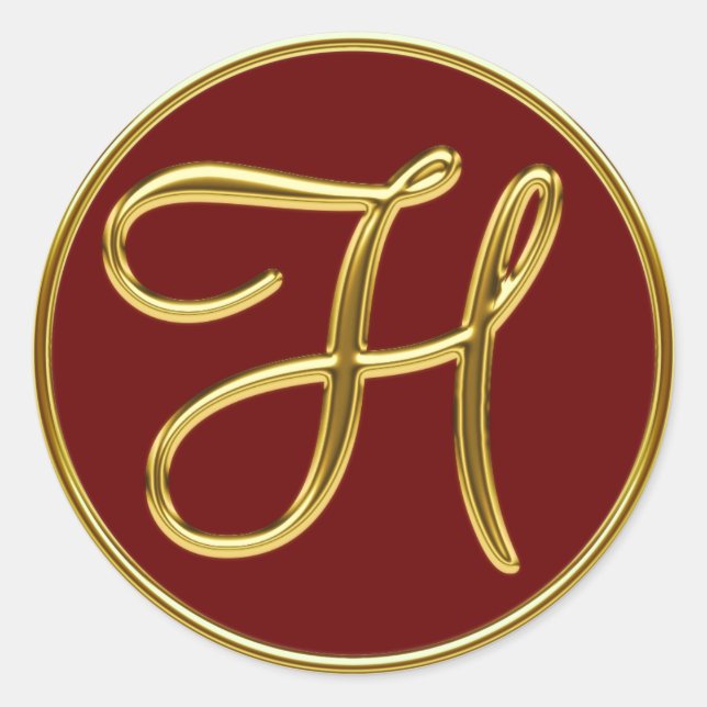 Monogramm H in 3D-Gold Runder Aufkleber (Vorderseite)