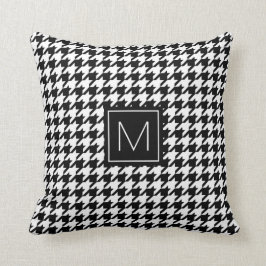 Monogramm-Hahnentrittmuster-Muster in Schwarzweiss Kissen