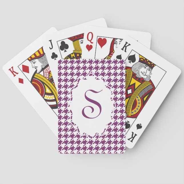 Monogramm-Hahnentrittmuster-Spielkarten Spielkarten (Rückseite)