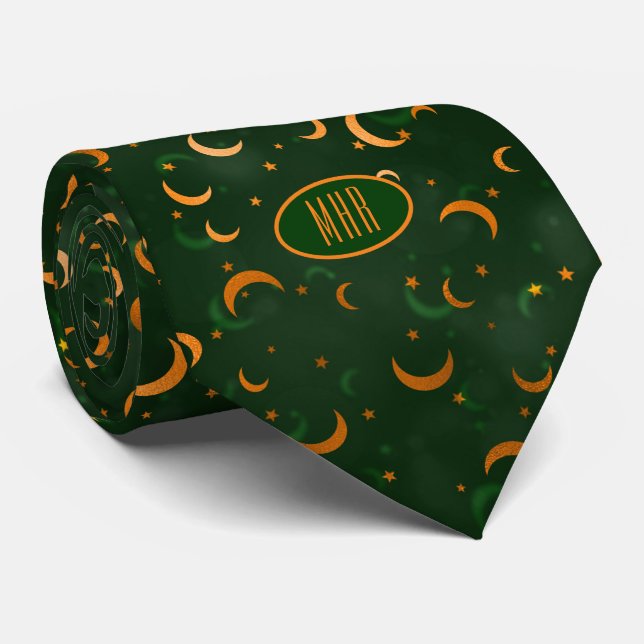 Monogramm, Halbmonde, Halloween, Necktie Krawatte (Gerollt)