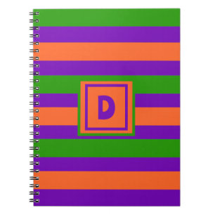 Monogramm Halloween Lila Orange & Green Notizblock