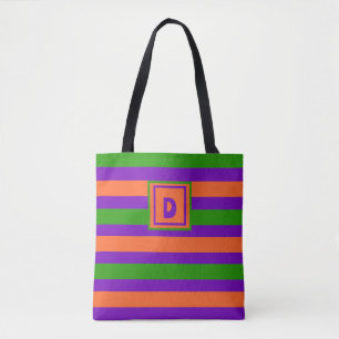 Monogramm Halloween Lila Orange & Green Tasche