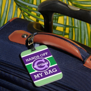 Monogramm Hände weg von meiner Tasche auf Grün Wei Gepäckanhänger