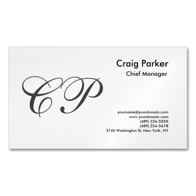 Monogramm Handschrift Beruflich Schlicht einfach Magnetische Visitenkarte (Vorderseite)
