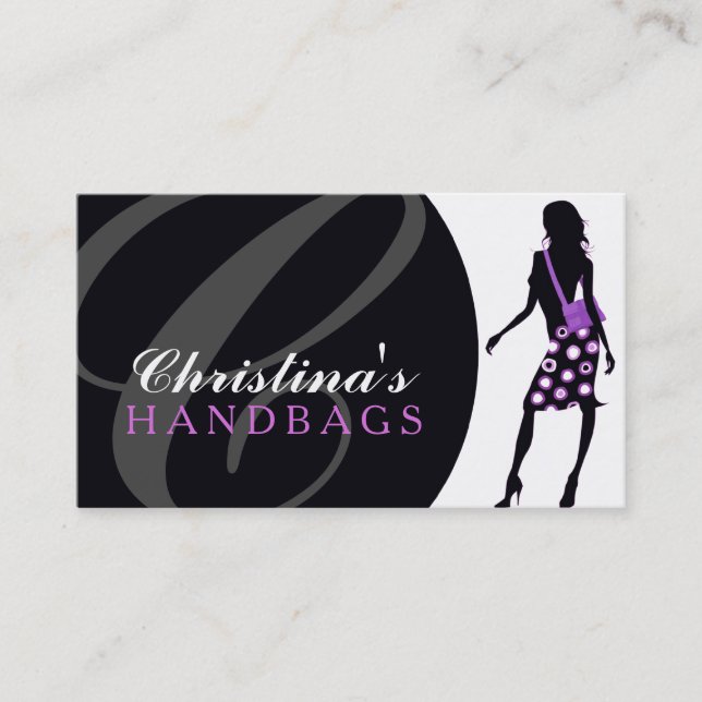Monogramm-Handtaschen-Designer-Visitenkarte Visitenkarte (Vorderseite)