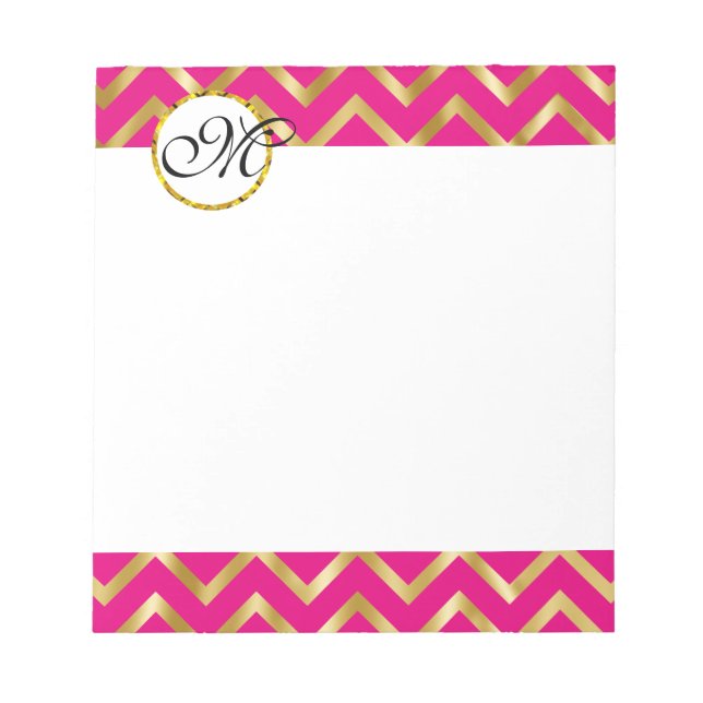 Monogramm heißrosa goldgürtel notizblock (Vorderseite)