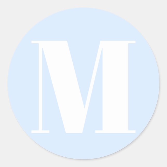 Monogramm hellblau weiße Anfangsnummer Runder Aufkleber (Vorderseite)