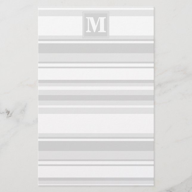 Monogramm hellgraue Streifen Briefpapier (Vorderseite)
