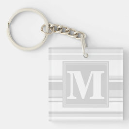 Monogramm hellgraue Streifen Schlüsselanhänger