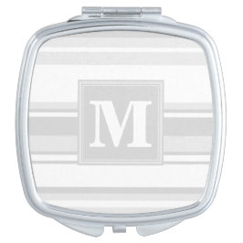 Monogramm hellgraue Streifen Taschenspiegel