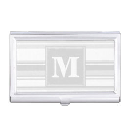 Monogramm hellgraue Streifen Visitenkarten Etui