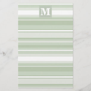 Monogramm hellgrüne Streifen Briefpapier