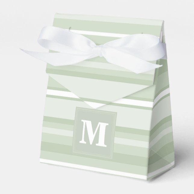 Monogramm hellgrüne Streifen Geschenkschachtel (Vorderseite)