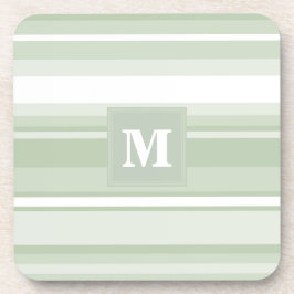 Monogramm hellgrüne Streifen Getränkeuntersetzer