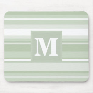 Monogramm hellgrüne Streifen Mousepad