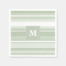 Monogramm hellgrüne Streifen Serviette