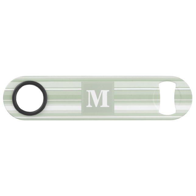 Monogramm hellgrüne Streifen Speedflaschenöffner (Vorderseite (Horizontal))