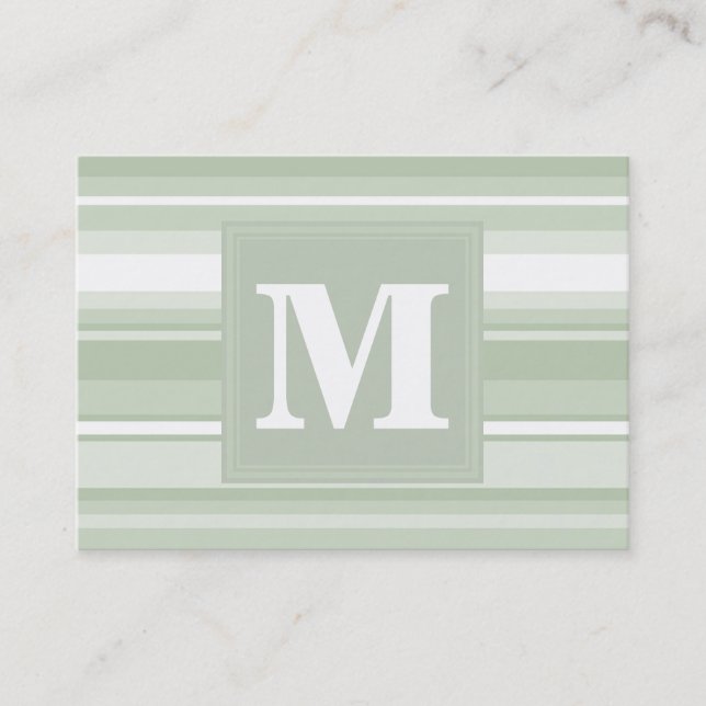Monogramm hellgrüne Streifen Visitenkarte (Vorderseite)