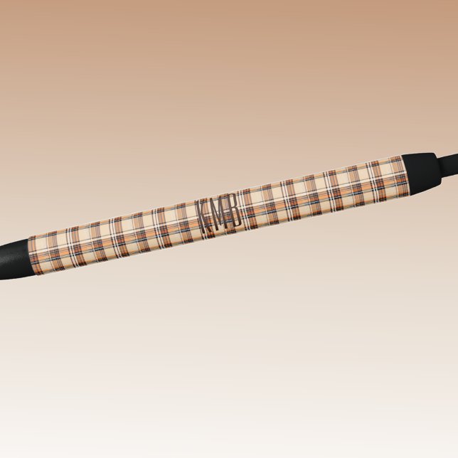 Monogramm | Herbst-Herbst Kariertes Muster Tinte Kugelschreiber (Von Creator hochgeladen)