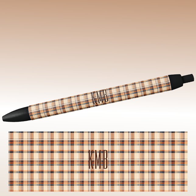 Monogramm | Herbst-Plaid-Muster Tinte Kugelschreiber (Von Creator hochgeladen)