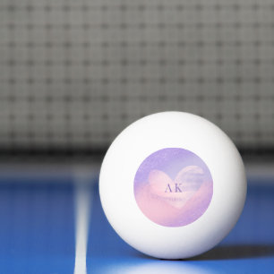 Monogramm Herz mit Lila Rosa Verlauf Tischtennisball