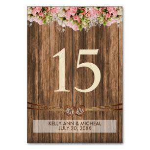 Monogramm Herz mit rosa Rosen Tischnummer