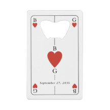 Monogramm Herz Spielkarte Hochzeit Bar Flaschenöff