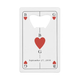 Monogramm Herz Spielkarte Hochzeit Bar Flaschenöff Geldbeutel Flaschenöffner