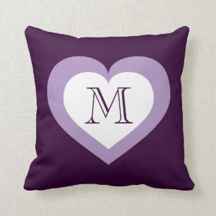 Monogramm Herz - Weiß und Lavendel Kissen