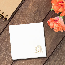 Monogramm Herzkronen Wappen Gold Gastgeschenk Hoch Post-it Klebezettel