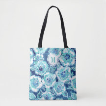 Monogramm HIBISKUS-PRÄMIE blauer tropischer