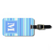 Monogramm Himmelsblau Streifen