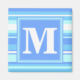 Monogramm Himmelsblau Streifen Magnet