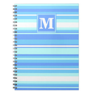 Monogramm Himmelsblau Streifen Notizblock