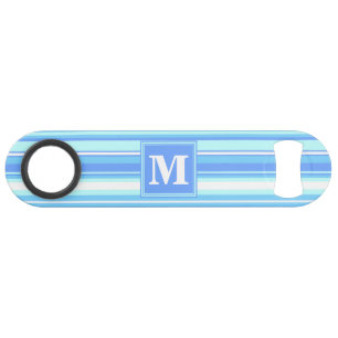 Monogramm Himmelsblau Streifen Speedflaschenöffner