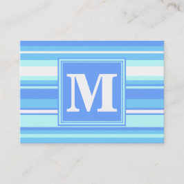 Monogramm Himmelsblau Streifen Visitenkarte