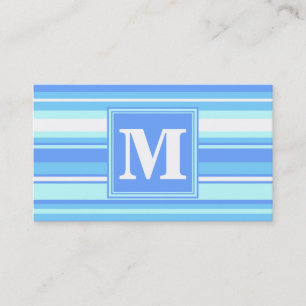 Monogramm Himmelsblau Streifen Visitenkarte