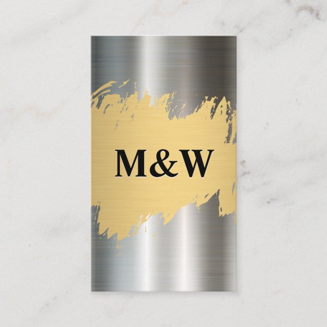 Monogramm | Hintergrund aus metallischem Aluminium Visitenkarte (Vorderseite)